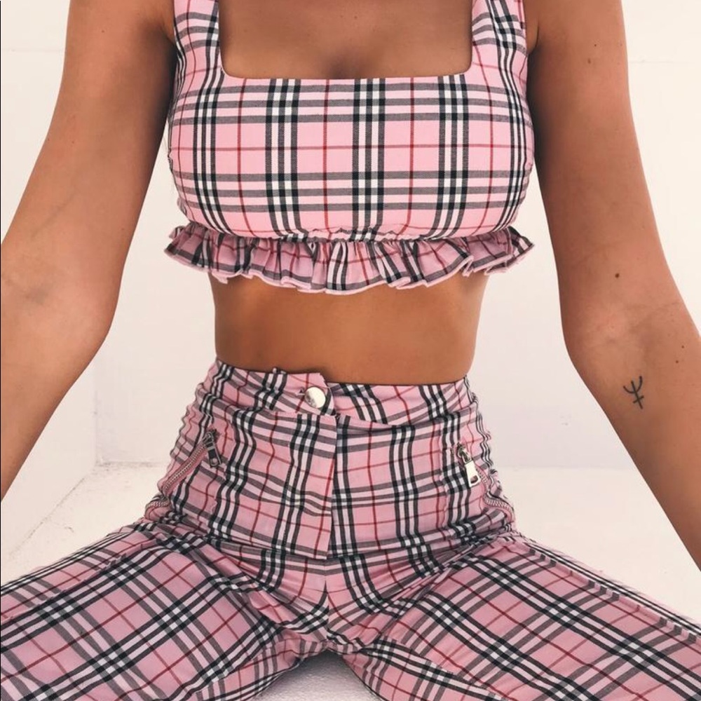 Pink checkered two piece set